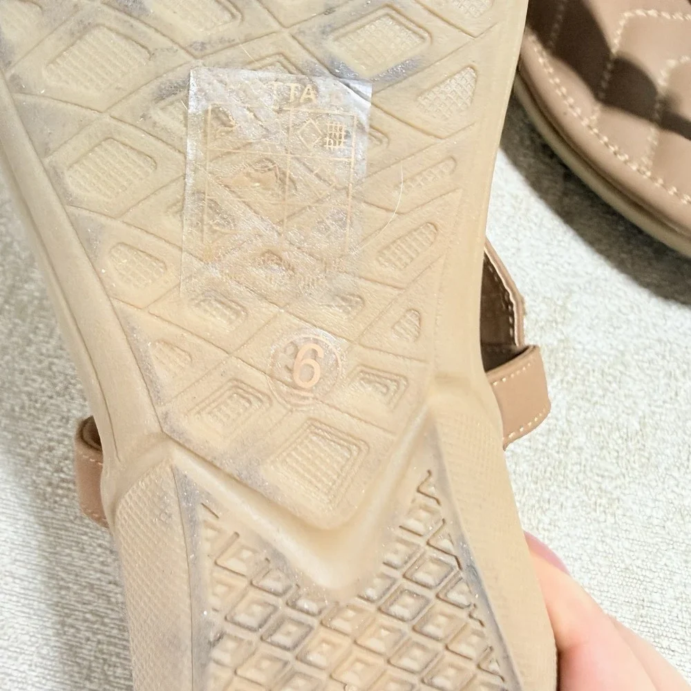 Patrizia by Spring Step Waterflow Tan Rhinestone Braided Slingback Sandals Sz 6